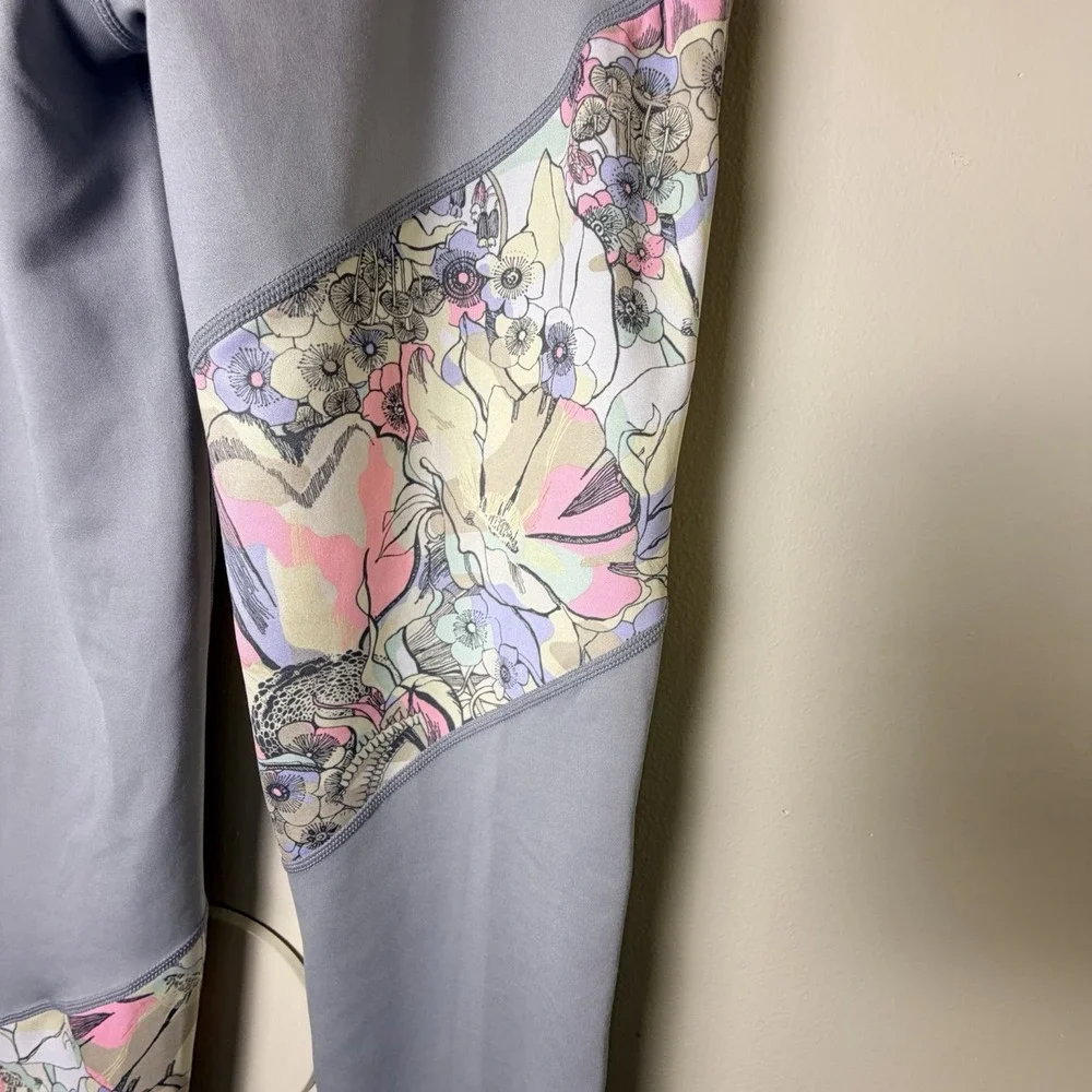 Nike Dri-FIT One Big Girls' Purple Gray Flowers Leggings XL Athletic Gym Yoga